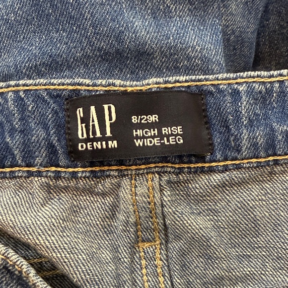 GAP Blue Denim High Rise Wide-Leg Jeans 100% Cotton Size 8/29R - Picture 4 of 9